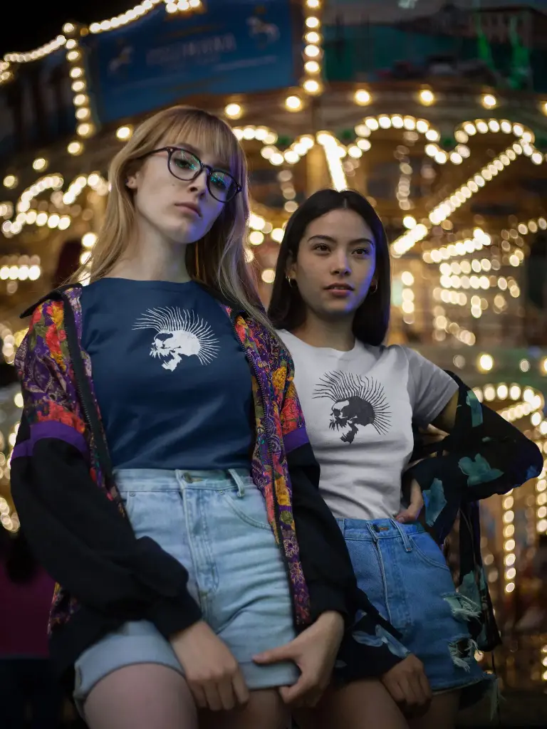 PUNK SKULL (MUJER, NEGRO, XS)